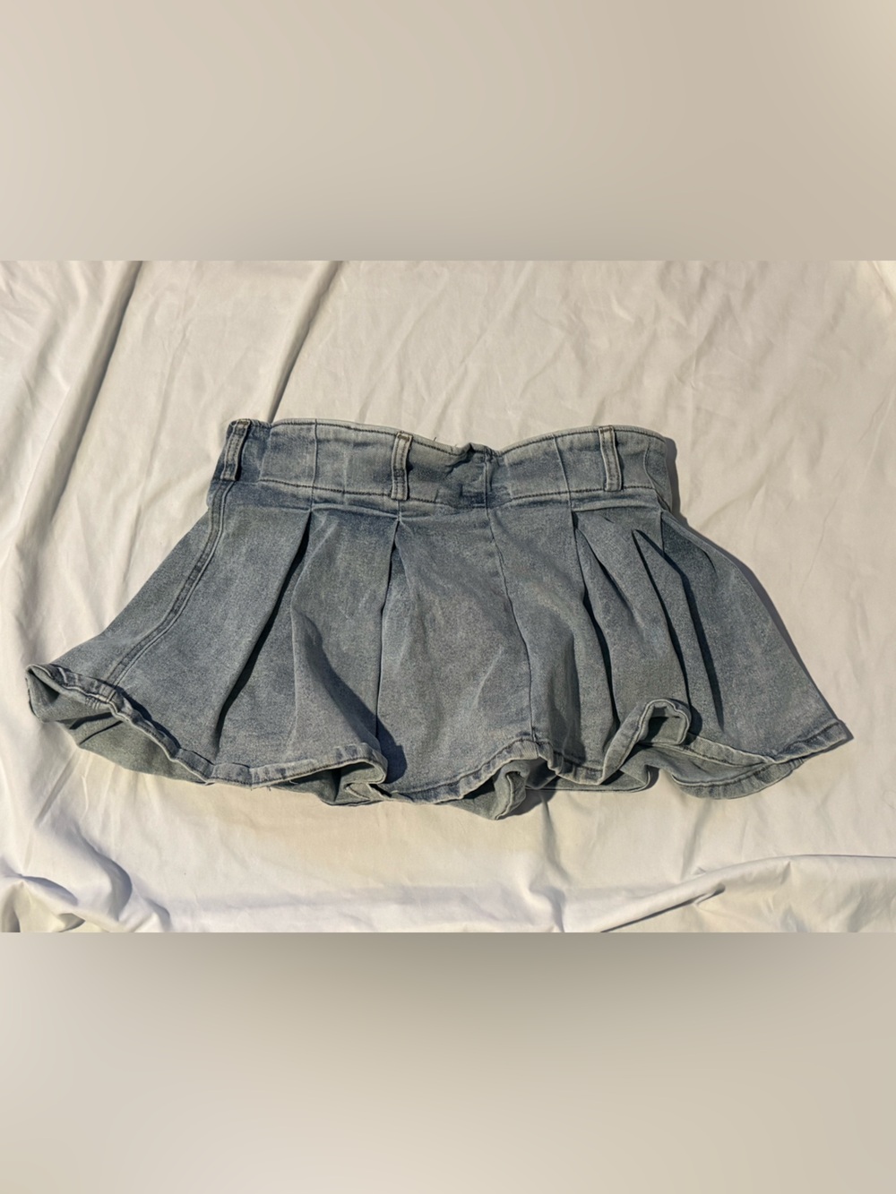 J for Justify Washed Light Gray Denim Ruffle Skort